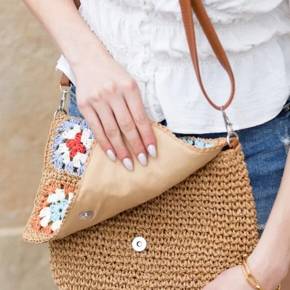 Sylvie Foldover Crochet Woven Crossbody - Picture 4 of 9